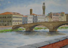 6. Carraia Bridge, Florence, 2004<br>
Watercolor, 9.5" x 13.5" (24 x 34 cm)