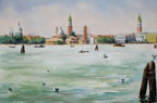 72. The Lagoon, Venice, 2003<br>
Watercolor, 9" x 13" (23 x 32 cm)