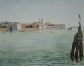 74. Island in the Lagoon, Venice, 2004<br>
Watercolor, 12" x 15.5" (30 x 40 cm)
