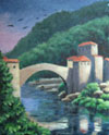 100. The Old Bridge of Mostar, Ex Yugoslavia, 2000<br>
Oil on canvas, 19.5" x 15.5" (50 x 40 cm)